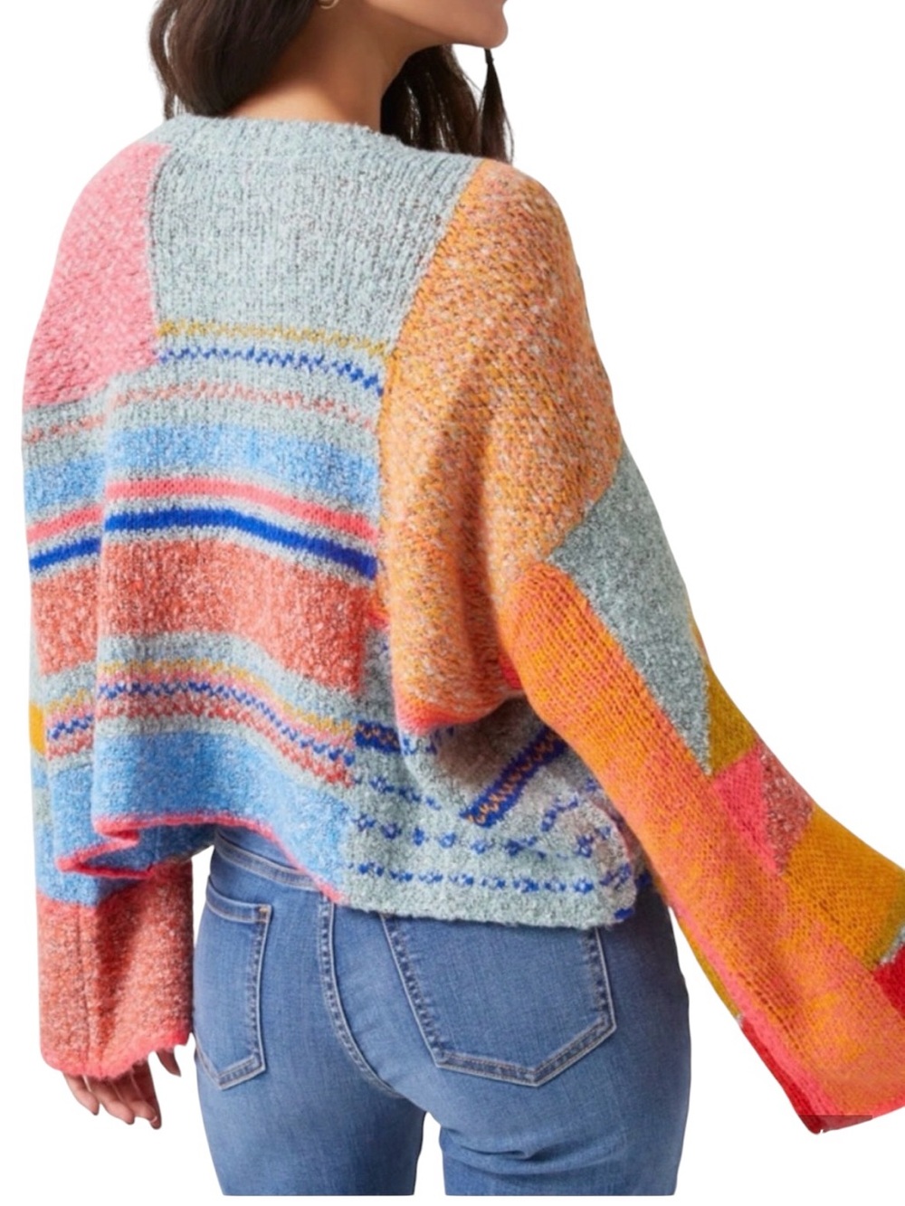 EUC Sincerely Jules Colorful Knit Cardigan Womens Small Chunky Cozy Boho Fall